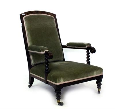 Lot 756 - A VICTORIAN OAK OPEN ARMCHAIR