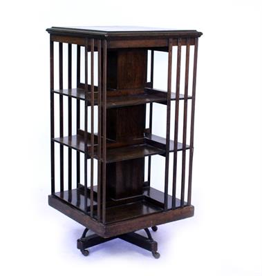 Lot 759 - AN EDWARDIAN ROSEWOOD ROTATING BOOKCASE