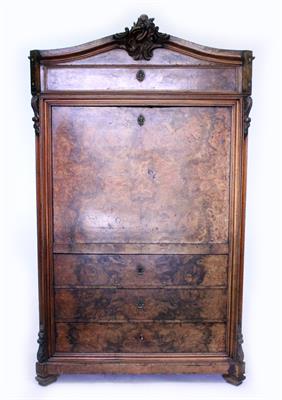 Lot 772 - A 19TH CENTURY FRENCH BURR WALNUT SECRETAIRE ABBETANT