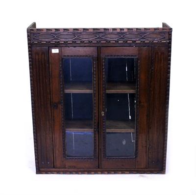 Lot 777 - AN ANTIQUE OAK HANGING WALL CUPBOARD