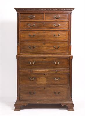 Lot 784 - A GEORGE III MAHOGANY CHEST ON CHEST