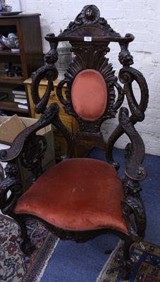 Lot 803 - A PAIR OF VENETIAN STYLE WALNUT ARMCHAIRS