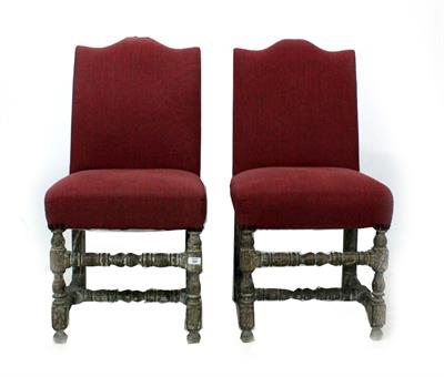 Lot 840 - A PAIR OF LIMED OAK UPHOLSTERED SIDE CHAIRS