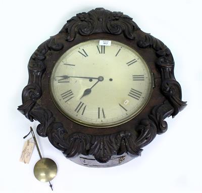 Lot 852 - A 19TH CENTURY DOUBLE FUSEE WALL CLOCK