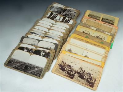 Lot 35 - THIRTY NINE 1ST WORLD WAR AND OTHER STEREOSCOPIC SLIDES by 'Realistic Travels' with Royal Command an