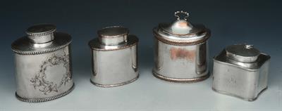 Lot 77 - A GROUP OF FOUR 19TH CENTURY SHEFFIELD PLATED TEA CADDIES