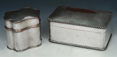 Lot 83 - A SHEFFIELD PLATED SHAPED TEA CADDY with hinged lid