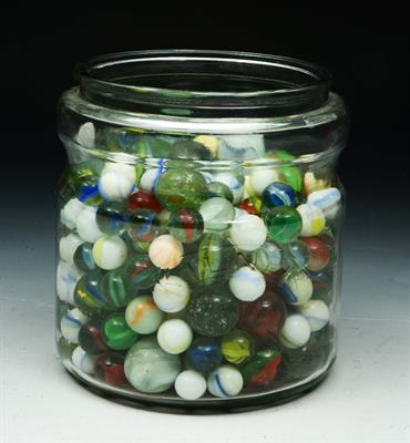 Lot 127 - A COLLECTION OF OLD COLOURED GLASS MARBLES