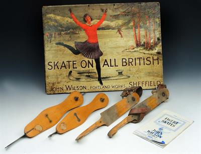 Lot 139 - A PAIR OF ANTIQUE DUTCH ICE SKATES by J Nooitgedagt & Zn No. 3321