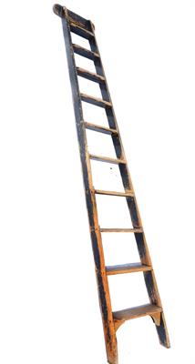 Lot 152 - AN OLD PINE TEN TREAD SHOP LADDER