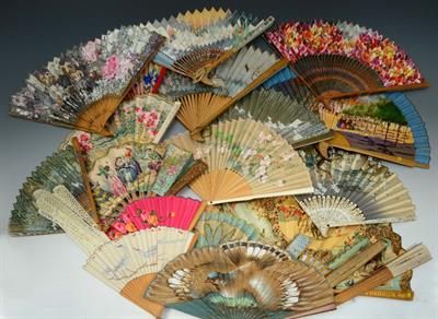 Lot 156 - A COLLECTION OF TWENTY VARIOUS FOLDING FANS