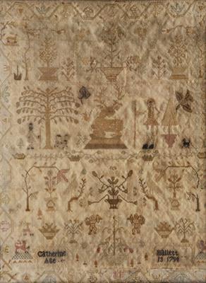 Lot 169 - AN 18TH CENTURY CHILD'S SAMPLER by Catherine Mallett aged 13 1790