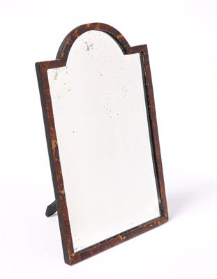 Lot 181 - A TORTOISESHELL DOME TOP DRESSING MIRROR inset old plate glass with strut