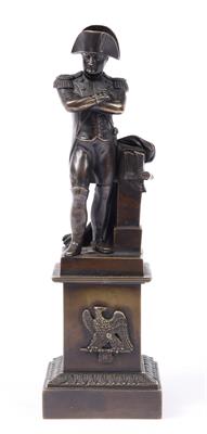 Lot 183 - A FRENCH BRONZE MINIATURE STATUE of Napoleon with eagle surmount