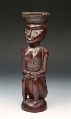 Lot 231 - A PAPUA NEW GUINEA MASSIM AREA CARVED WOODEN FIGURE with traces of white lime paint