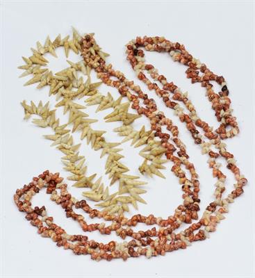 Lot 239 - TWO AUSTRALIAN NECKLACES of small snail shell beads