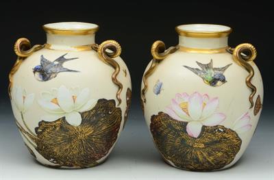 Lot 303 - A PAIR OF ROYAL WORCESTER GLOBULAR VASES