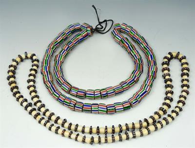 Lot 317 - AN AFRICAN WEST COAST VIENNESE GLASS BEAD AND BONE BEAD NECKLACE