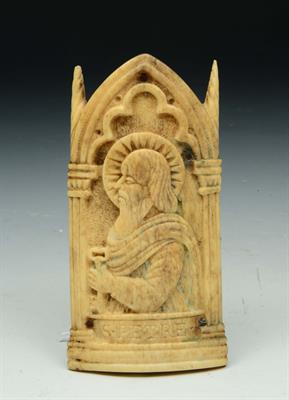 Lot 342 - AN 18TH/19TH CENTURY FRENCH CARVED BONE ICON