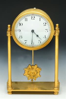 Lot 359 - A FRENCH GILT METAL PORTICO TIMEPIECE