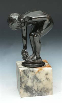 Lot 361 - A BRONZE FIGURE of a young boy