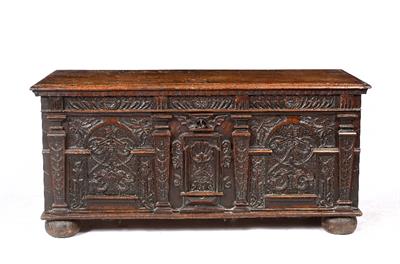 Lot 375 - A 17TH CENTURY ITALIAN WALNUT CASSONÉ