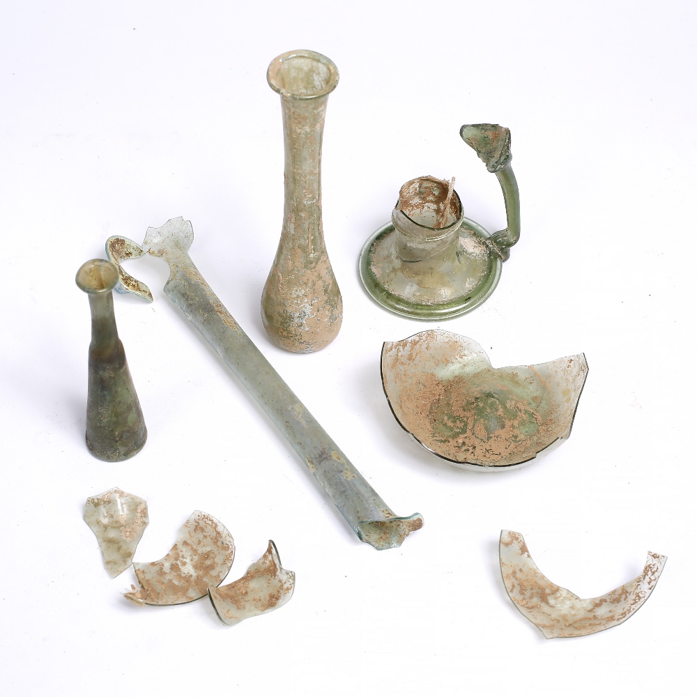 Lot 389 - A ROMAN IRRIDESCENT GLASS 'TEAR' FLASK