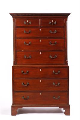 Lot 412 - A GEORGE III MAHOGANY TALLBOY constructed in two sections with two short and six long drawers