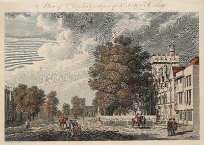 Lot 435 - M.A. ROOKER - An 18th Century coloured engraving entitled 'View of St Giles with part of St John's C