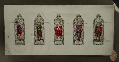 Lot 458 - A FIVE WINDOW MEMORIAL DESIGN with detail and scale 21 x 47cm