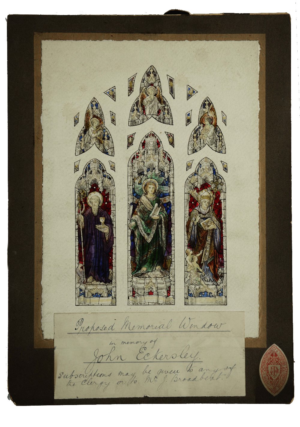 Lot 465 - A DESIGN for the 'Proposed Memorial Window in memory of John Eckersley'