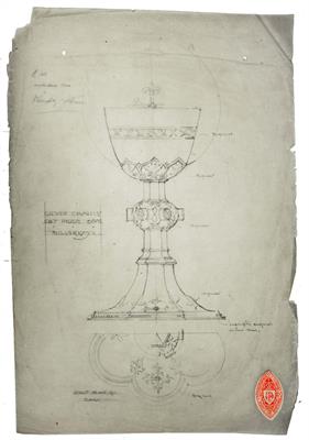 Lot 466 - A PENCIL DESIGN DRAWING on tracing paper of a 'Silver Chalice