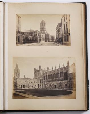 Lot 613 - A VICTORIAN PHOTOGRAPH ALBUM containing twenty four early views of Oxford and other loose prints