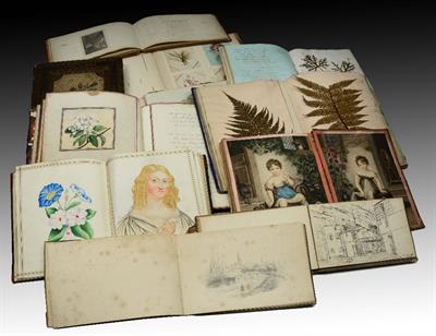 Lot 614 - A COLLECTION OF 19th Century SKETCH BOOKS some architectural and some botanical with plant pressings