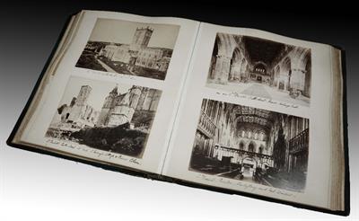 Lot 615 - A PHOTOGRAPH ALBUM circa 1900 .Fo. 1/2 leather bds. scuffed. 224 photographs of Churches