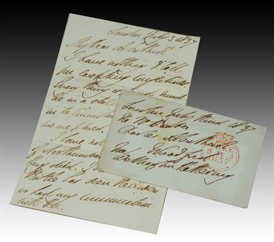 Lot 659 - AN INCOMPLETE LETTER in the Duke of Wellimgton's hand dated London July 3 1837 8vo together with a s