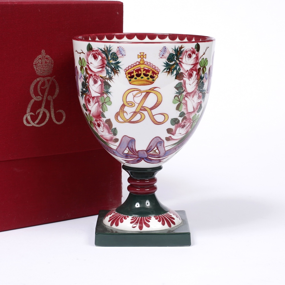 Lot 40 - A WEMYSS QUEEN ELIZABETH THE QUEEN MOTHER CENTENARY GOBLET (1880-1980)