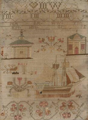 Lot 57 - AN 18TH CENTURY CHILD'S SAMPLER