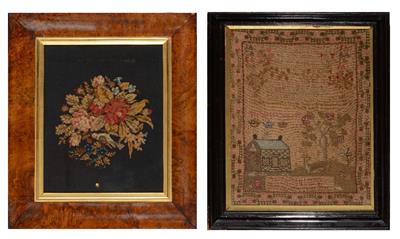 Lot 61 - A VICTORIAN GROS POINT NEEDLEWORK