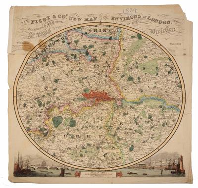 Lot 80 - PIGOT & CO.'S NEW MAP OF THE ENVIRONS OF LONDON