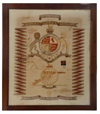 Lot 98 - A 19TH CENTURY SILKWORK COAT OF ARMS