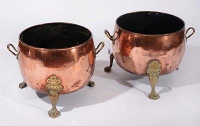 Lot 122 - A PAIR OF ANTIQUE COPPER JARDINIERES