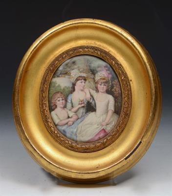 Lot 127 - AN OVAL PORCELAIN PLAQUE