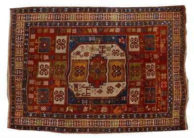 Lot 140 - AN OLD KASAK MULTICOLOURED RUG