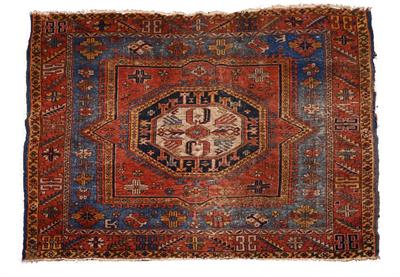 Lot 142 - AN OLD KAZAK SQUARE RUG