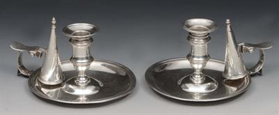 Lot 167 - A PAIR OF GEORGE II SILVER CHAMBER STICKS