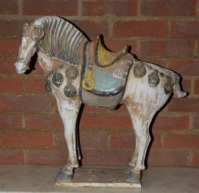 Lot 170 - A CHINESE POTTERY TANG STYLE HORSE SADDLE