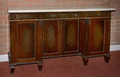 Lot 184 - A 19TH CENTURY ROSEWOOD AND BRASS INLAID HALL SIDE CABINET