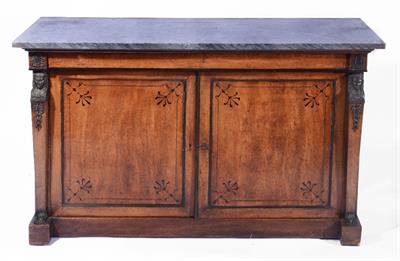 Lot 189 - AN EMPIRE MAHOGANY AND EBONY INLAID SIDE CABINET