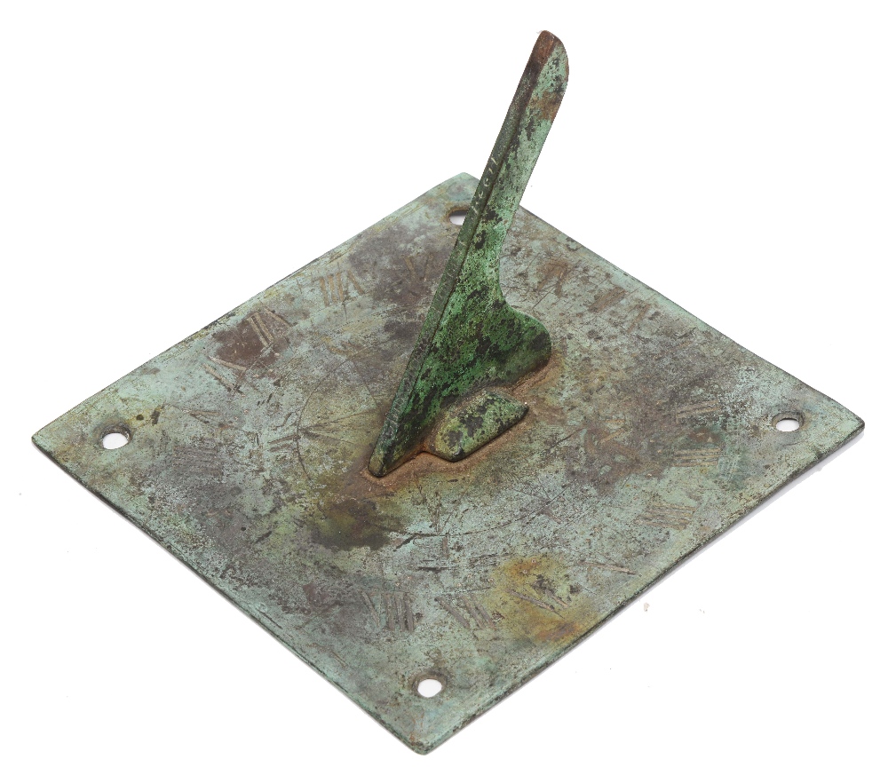 Lot 225 - A BRONZE SQUARE SUNDIAL